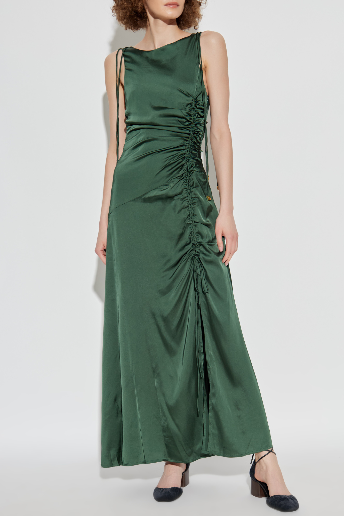 【関税&送料込】Ganni Draped Satin Dress GANNI Draped printed silk-blend satin mini dress | THE OUTNET